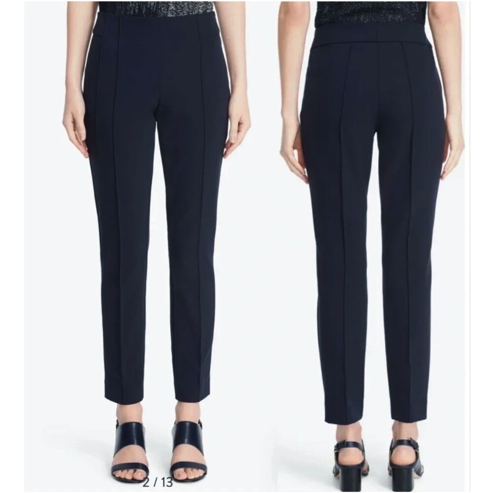 Lafayette 148 Gramercy Acclaimed Stretch Pants Womens 8 Navy Pull On NWOT $698